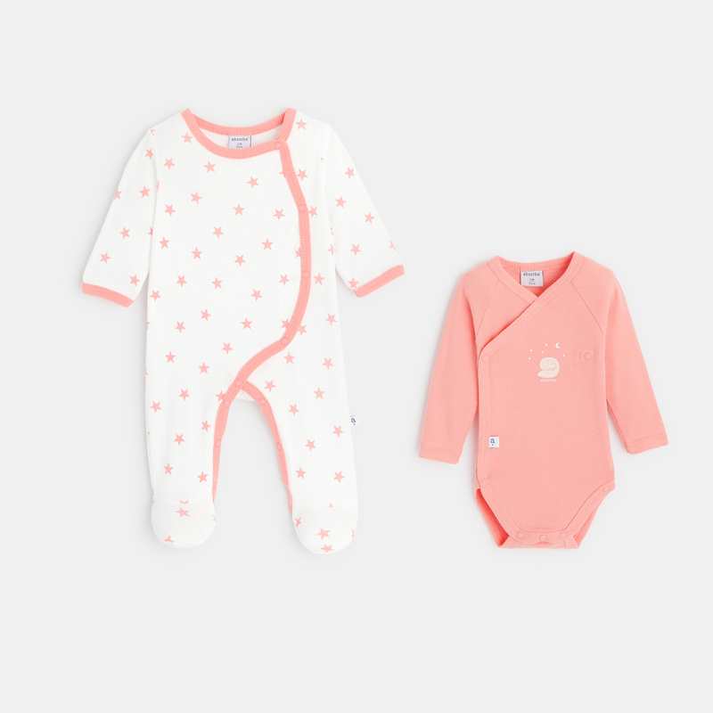Set pyjama et body bébé fille en coton bio