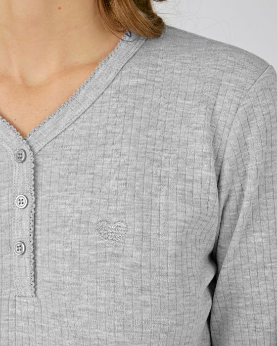 Chemise de nuit maille interlock côtelée douce et souple