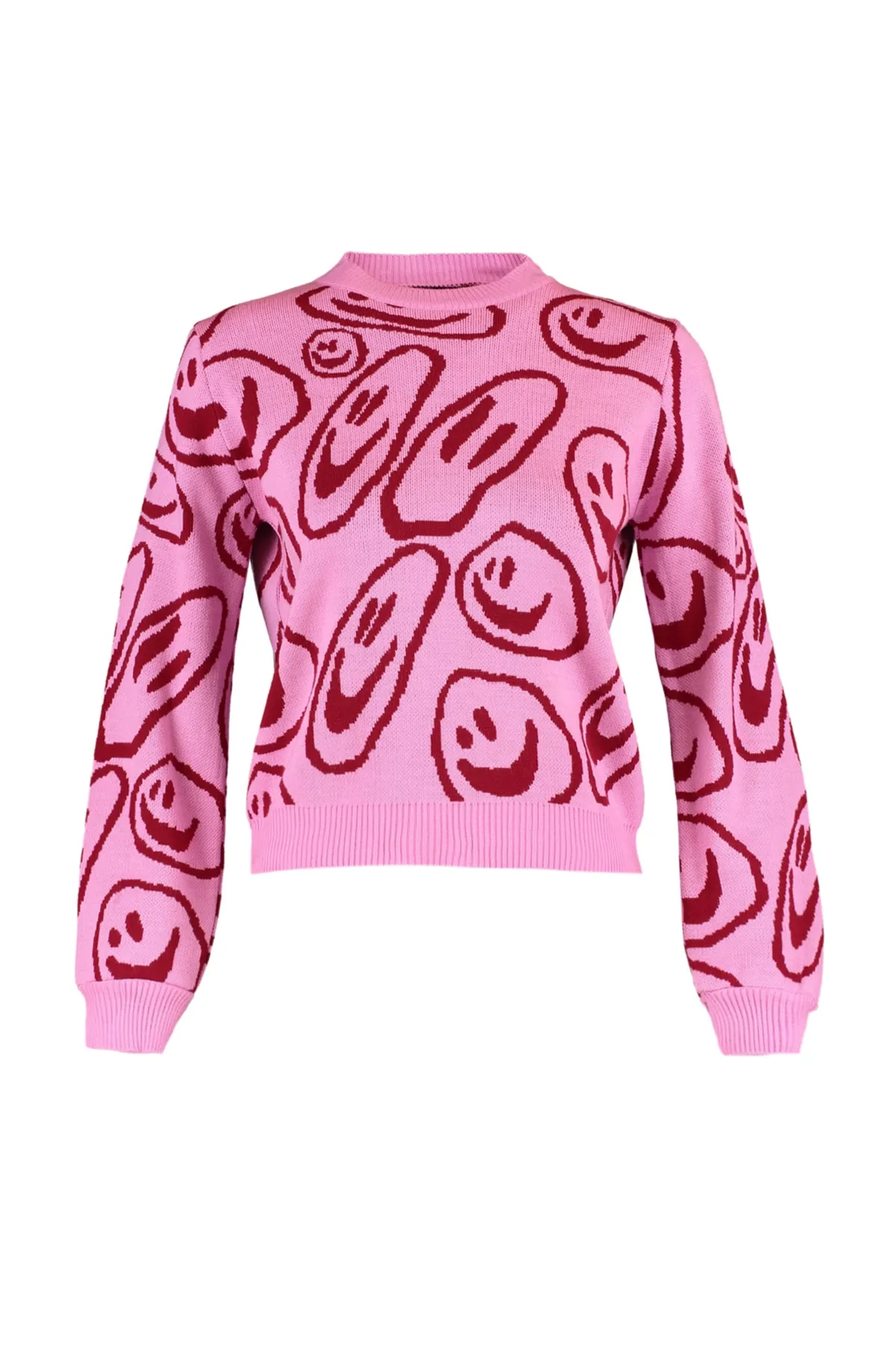 Trendyol Collection  Rosa Strickpullover mit Muster TWOAW22KZ0950