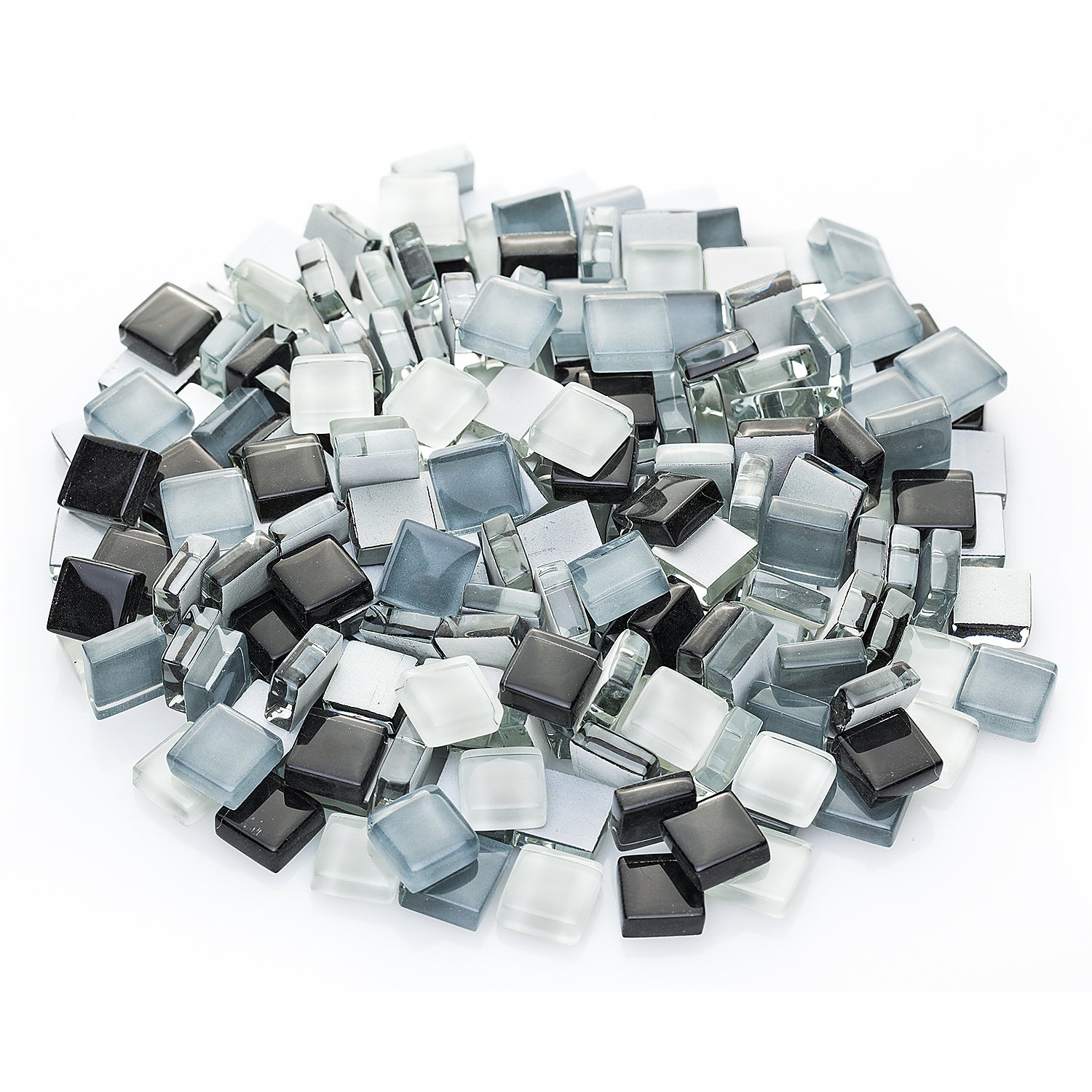 Softglas-Mosaik, grau-mix, 10 x 10 mm, 200 g