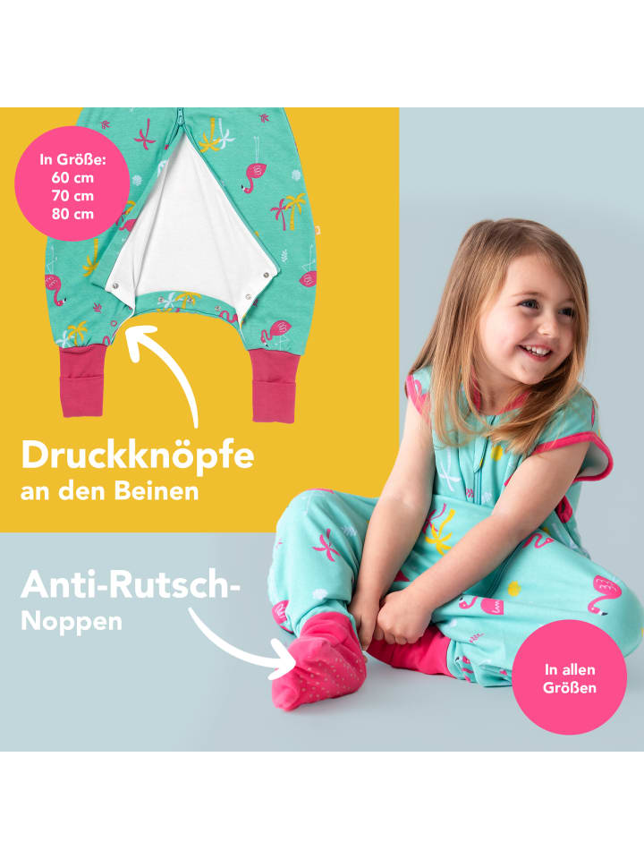 Schlummersack Bio Schlafsack mit Füßen und umklappbaren Bündchen 1.0 TOG in Pink günstig kaufen