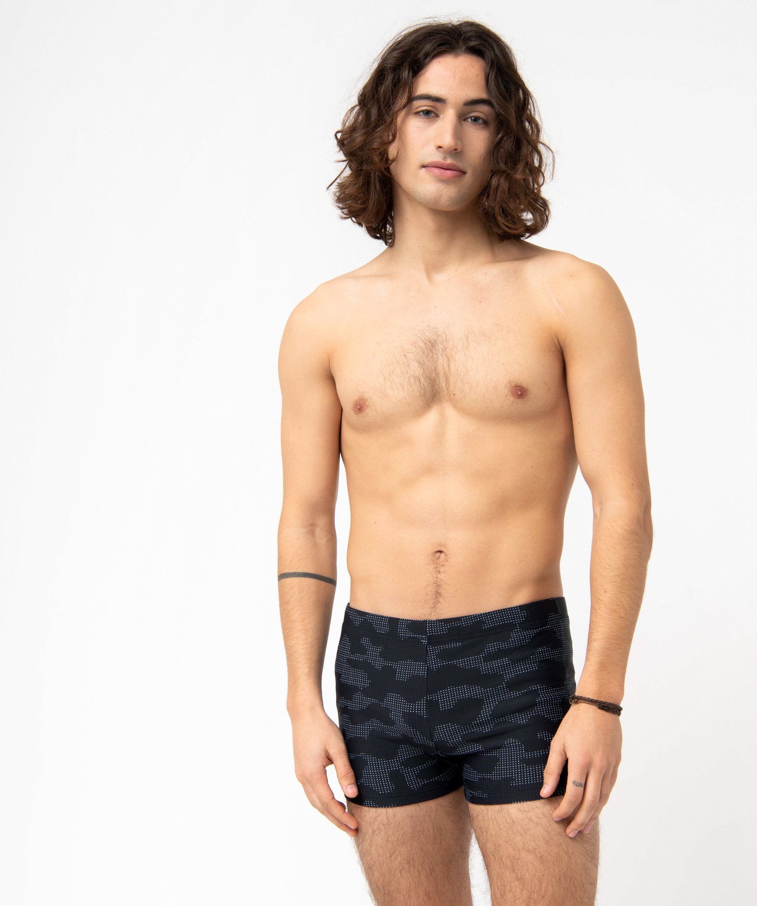 Maillot de bain homme forme boxer avec motifs noir | GEMO