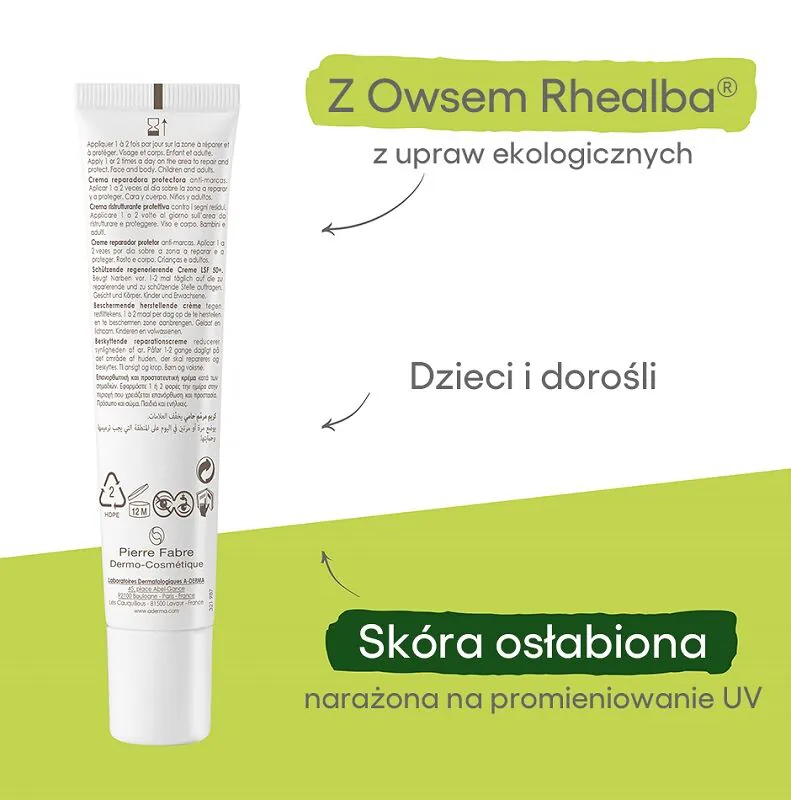 A-Derma Epitheale AH Ultra SPF 50+ Beskyttende Regenererende Creme