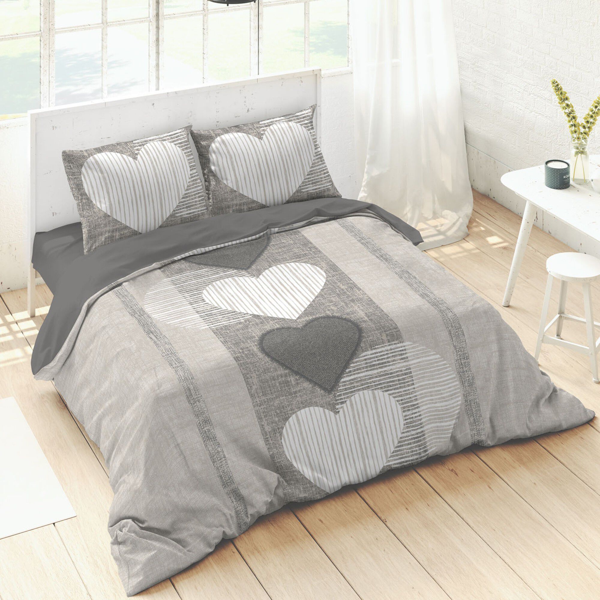 Linge de lit coeurs coton