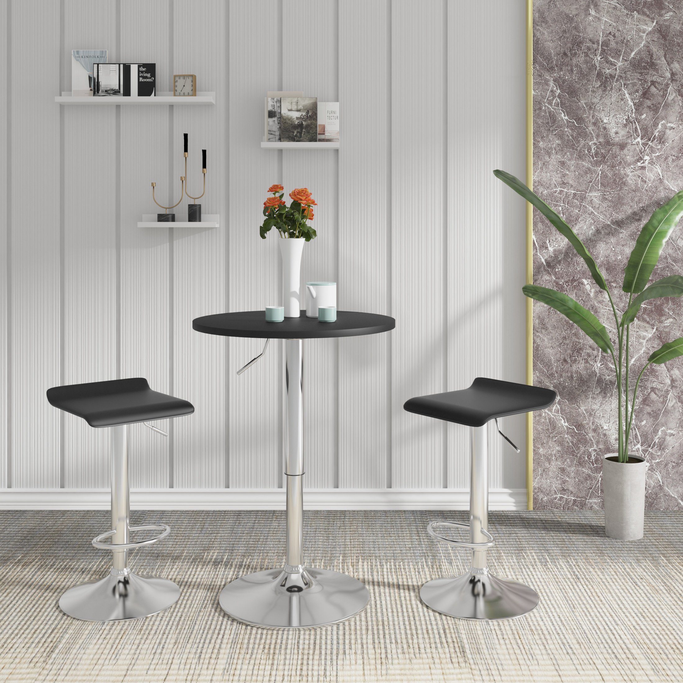 Woltu Bartisch (1-St), Stehtisch Drehtisch, MDF Partytisch, höhenverstellbar