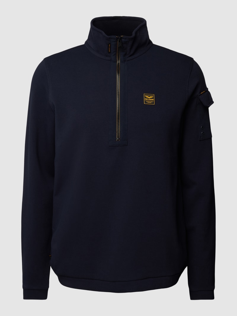 Sweatshirt mit Troyer-Kragen in hellgrün
