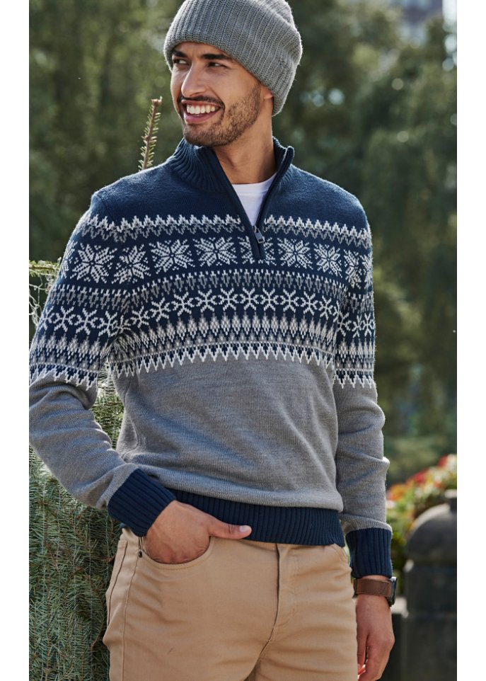 Norweger-Pullover mit Troyerkragen
