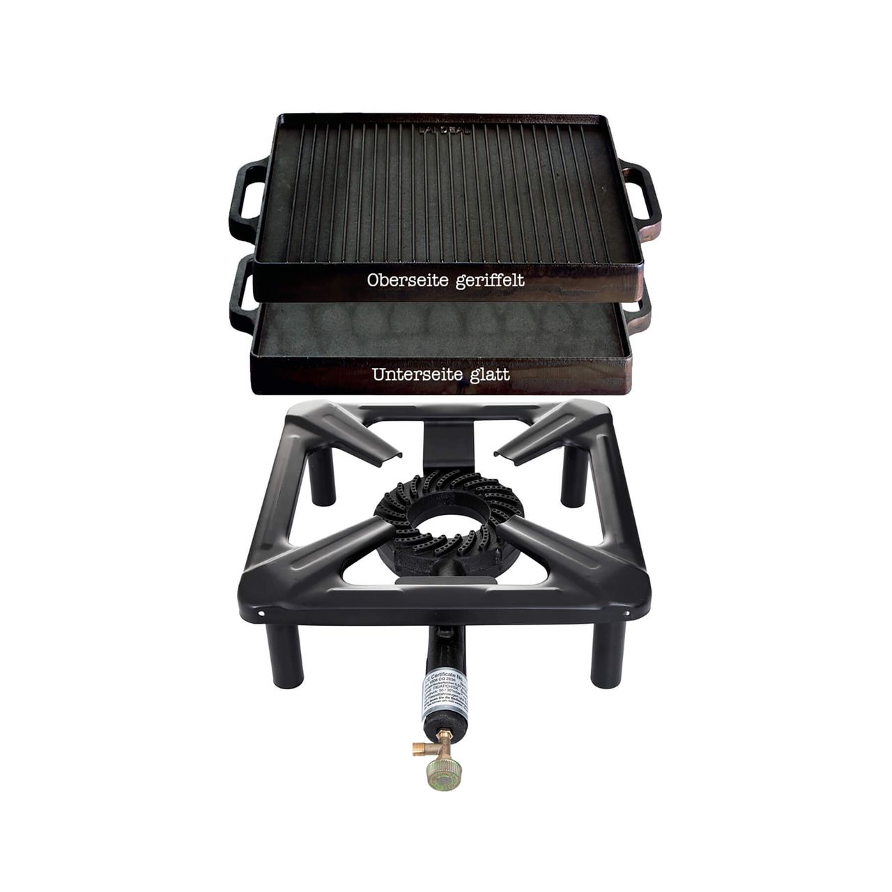 Allgrill Hockerkocher mit quadratischer Gussgrillplatte 32x32 cm