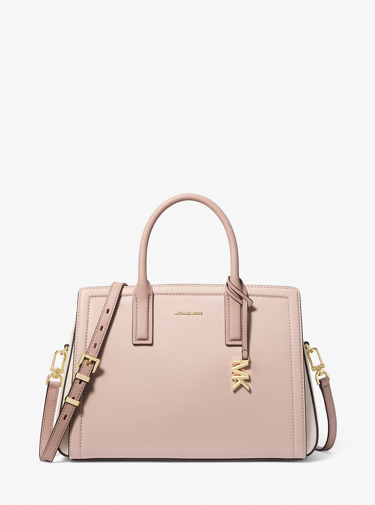 Laila Medium Color-Block Pebbled Leather Satchel - SFP/LTCR/FWN
