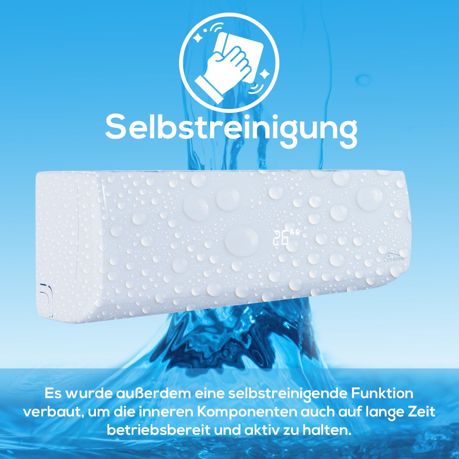 TroniTechnik Split-Klimagerät Dalvik II 9000 Inverter,inkl. Zubehör, App Steuerung, Vorbefüllt, Kühlung,Heizung,Ventilation (6-Stufen Ventilator),Entfeuchtung