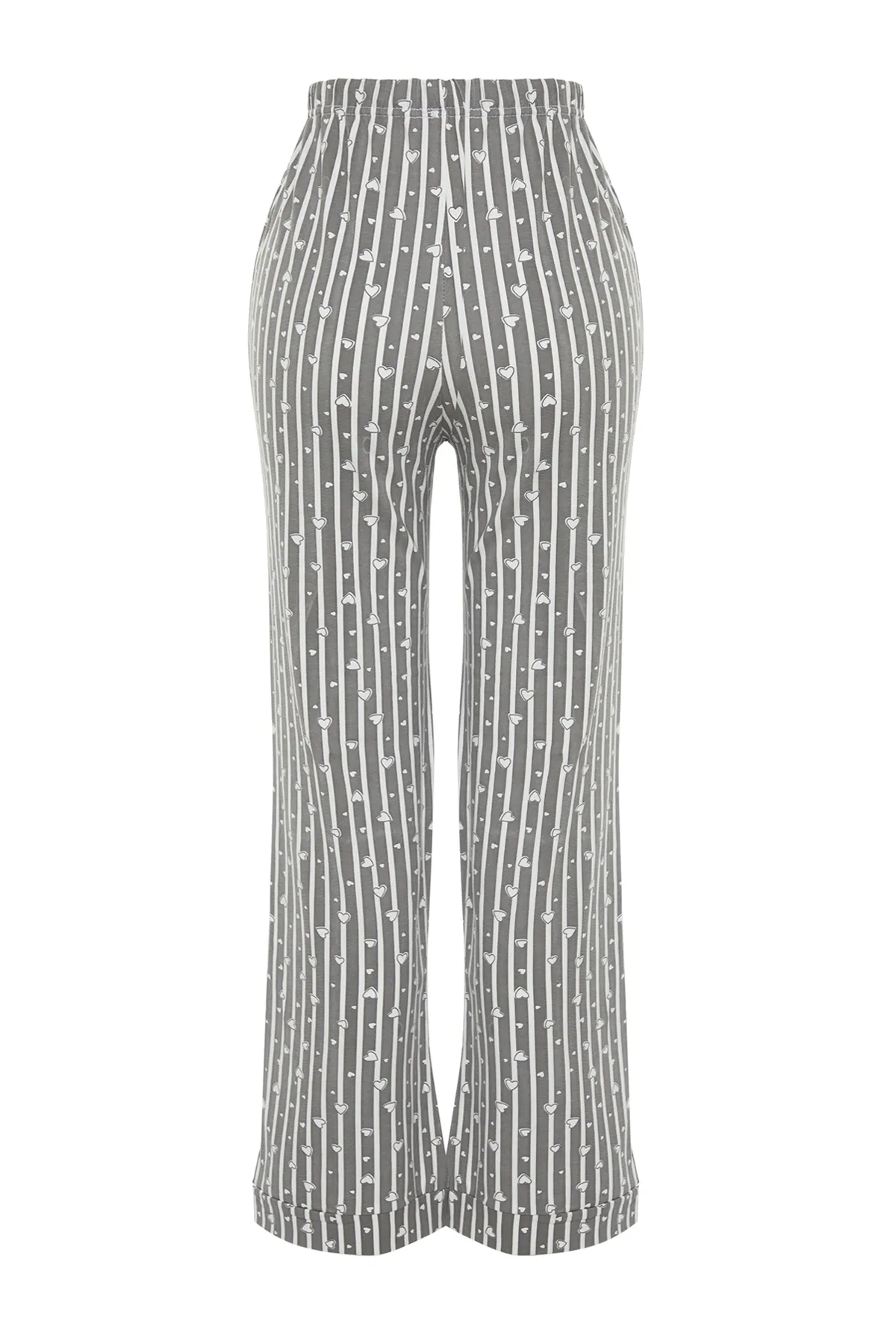 Trendyol Collection  Gestreifte gestrickte Pyjamahose aus anthrazitfarbener Baumwolle THMSS23PJ00002
