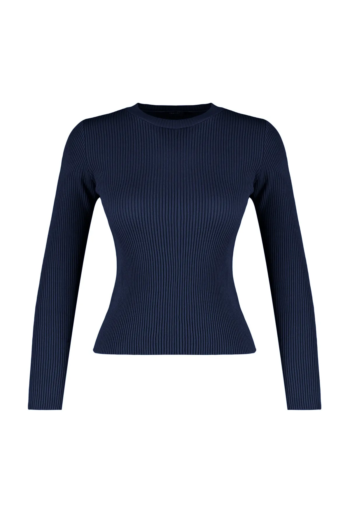 Trendyol Collection  Marineblauer Basic Strickpullover mit Kordelzug TWOAW22KZ1708