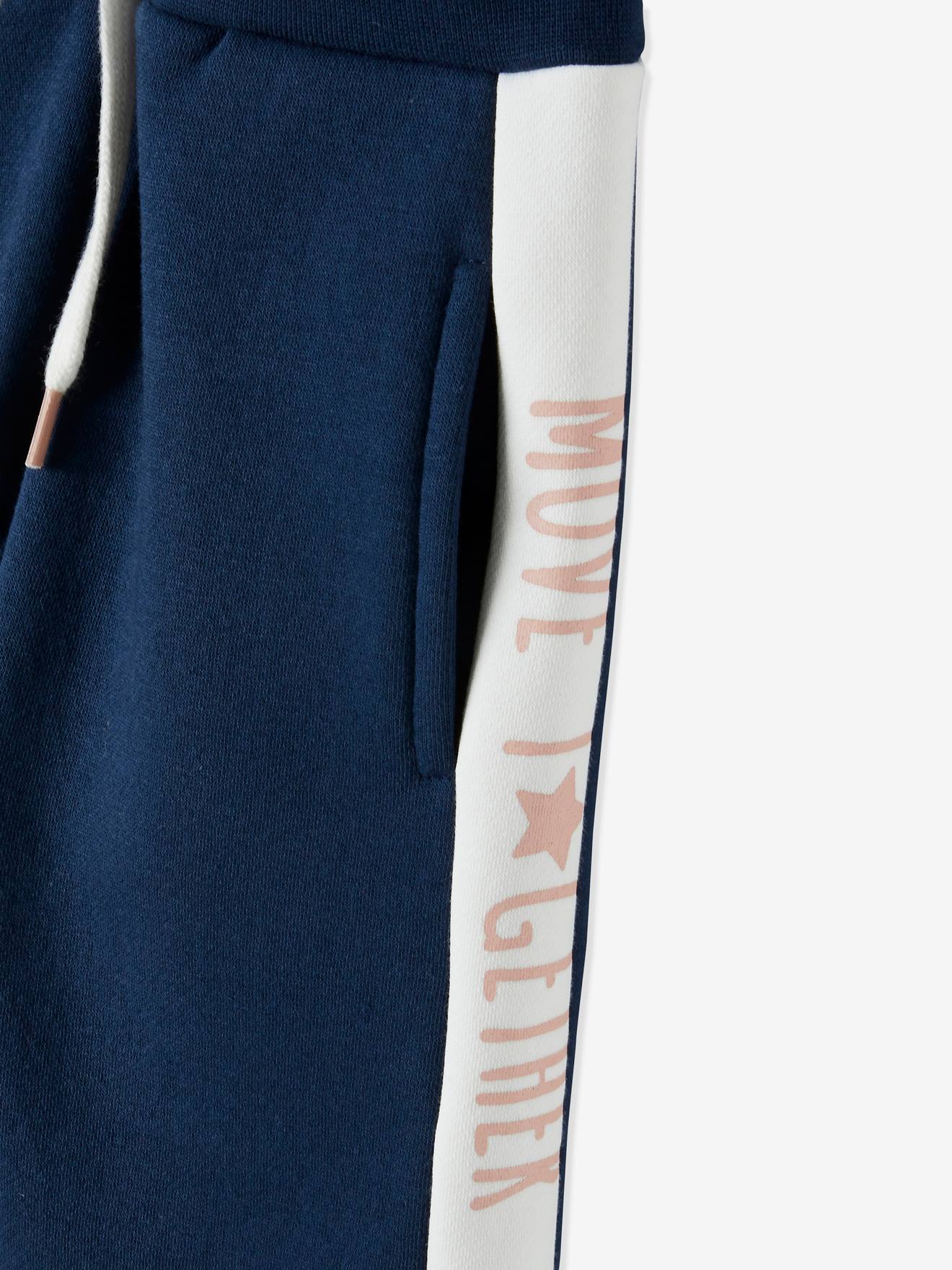 Pantalon jogging fille avec bandes côtés gris