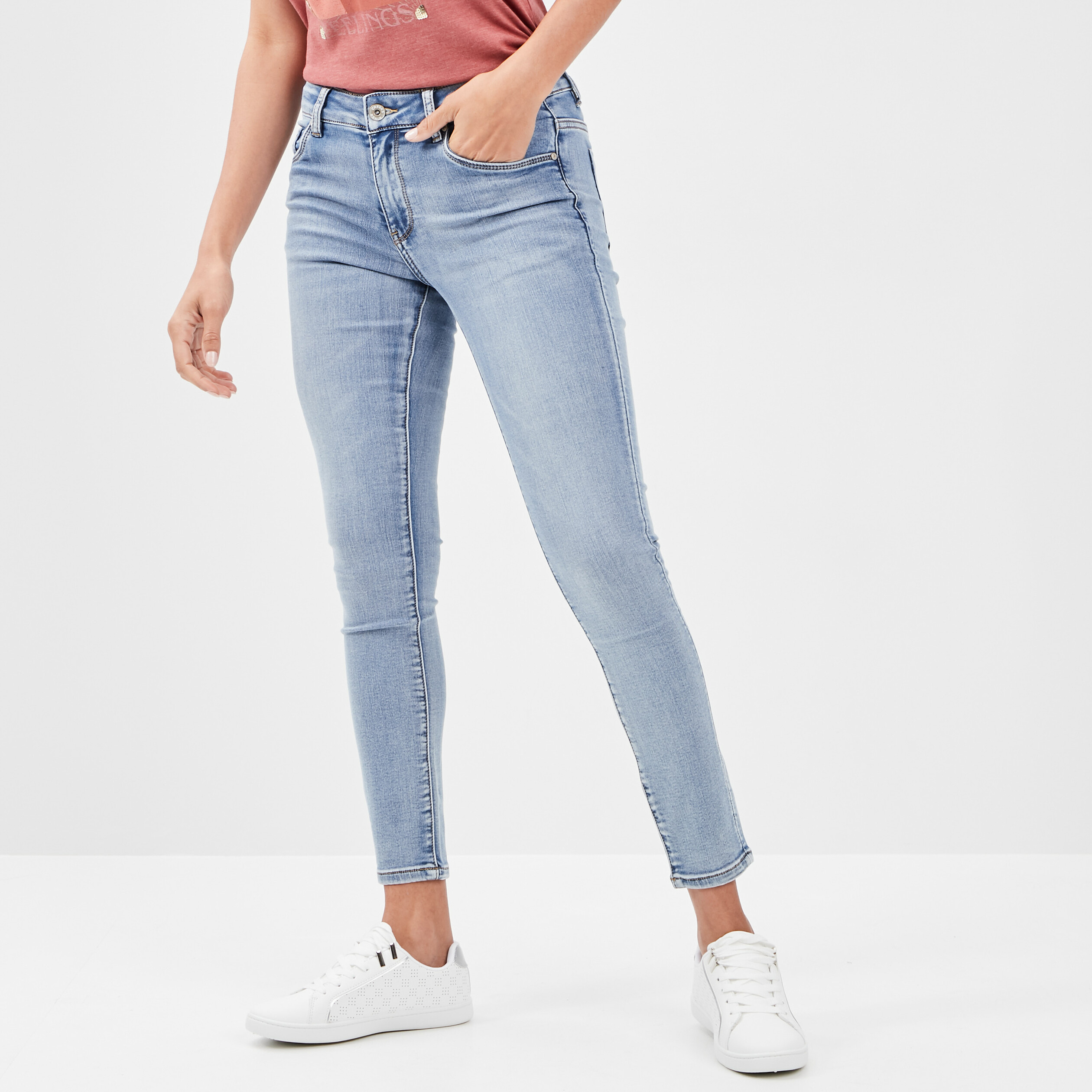 Jeans slim 7 8ème Creeks denim double stone femme | La Halle
