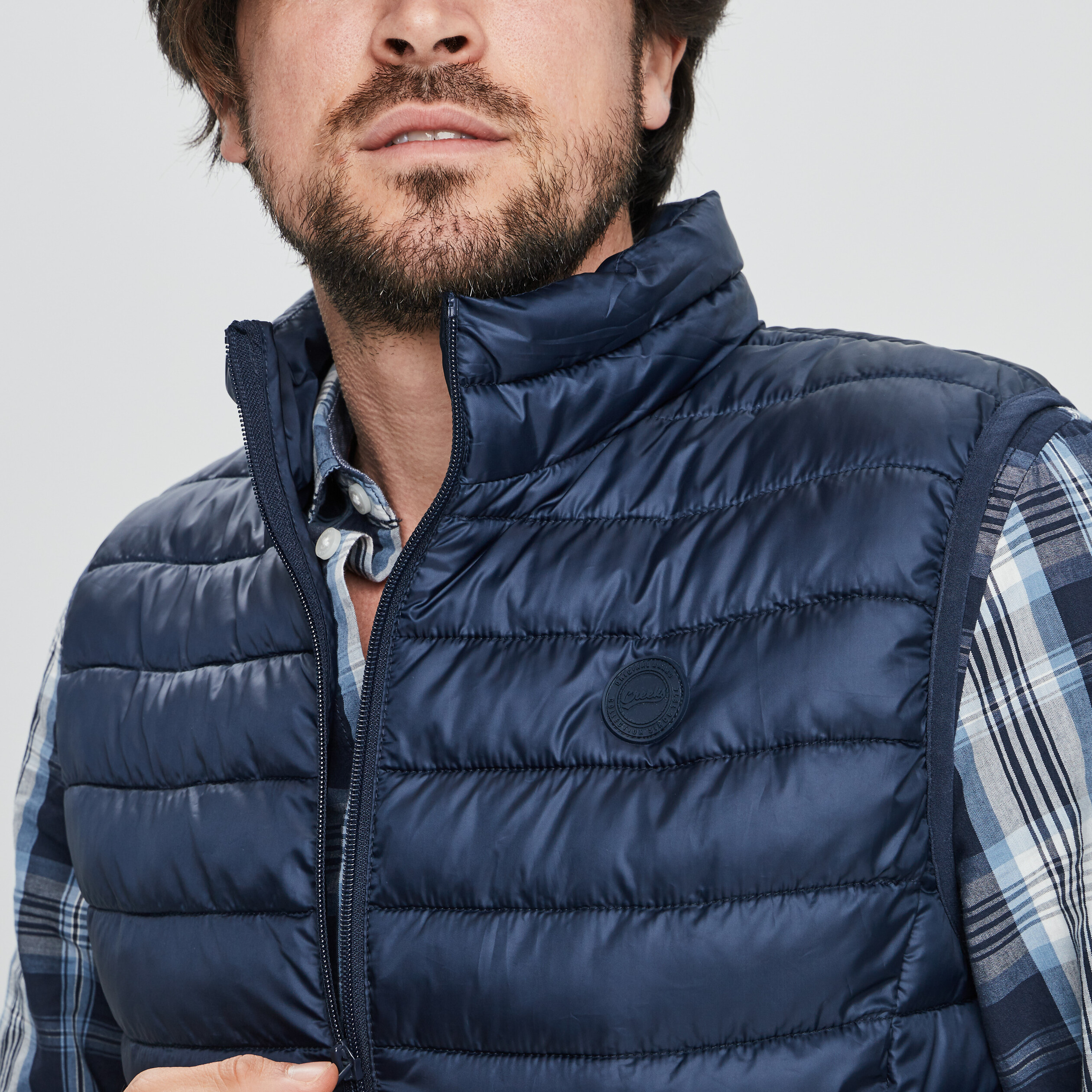 Doudoune légère zippée sans manches bleu marine homme | La Halle