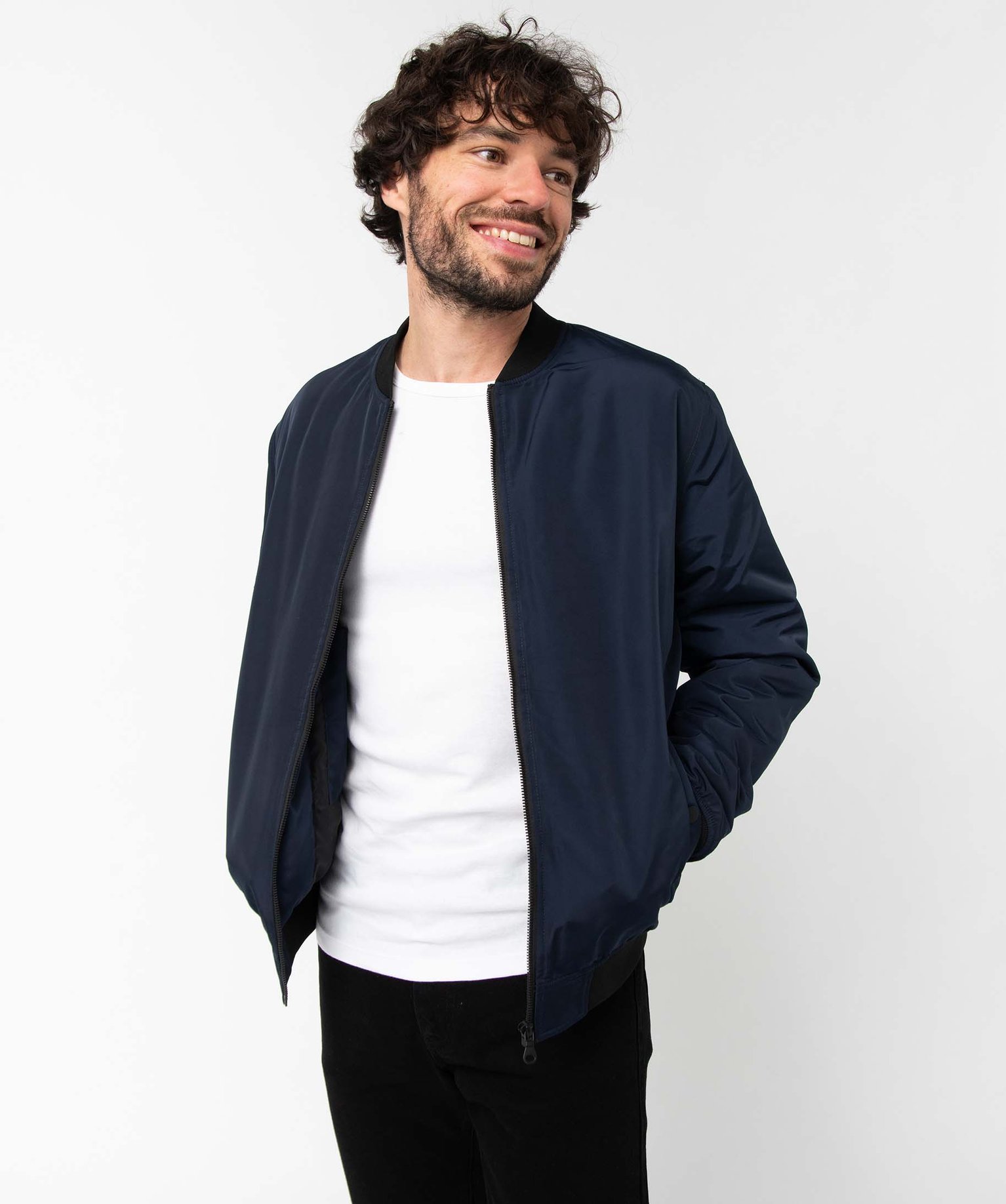 Blouson homme rembourré avec finitions bord-cte bleu fonce | GEMO