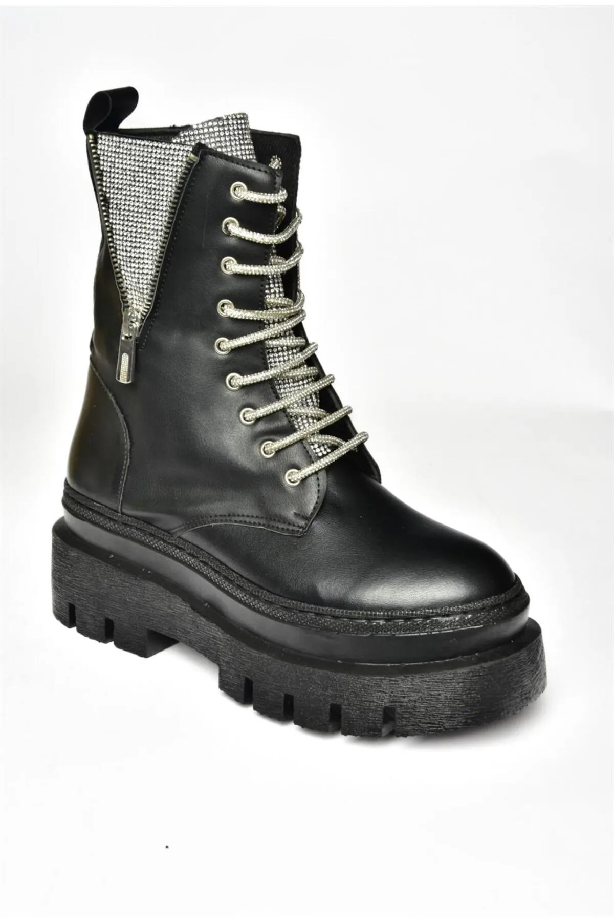 Fox Shoes  R726659009 Schwarze Steinschnürstiefel für Damen
