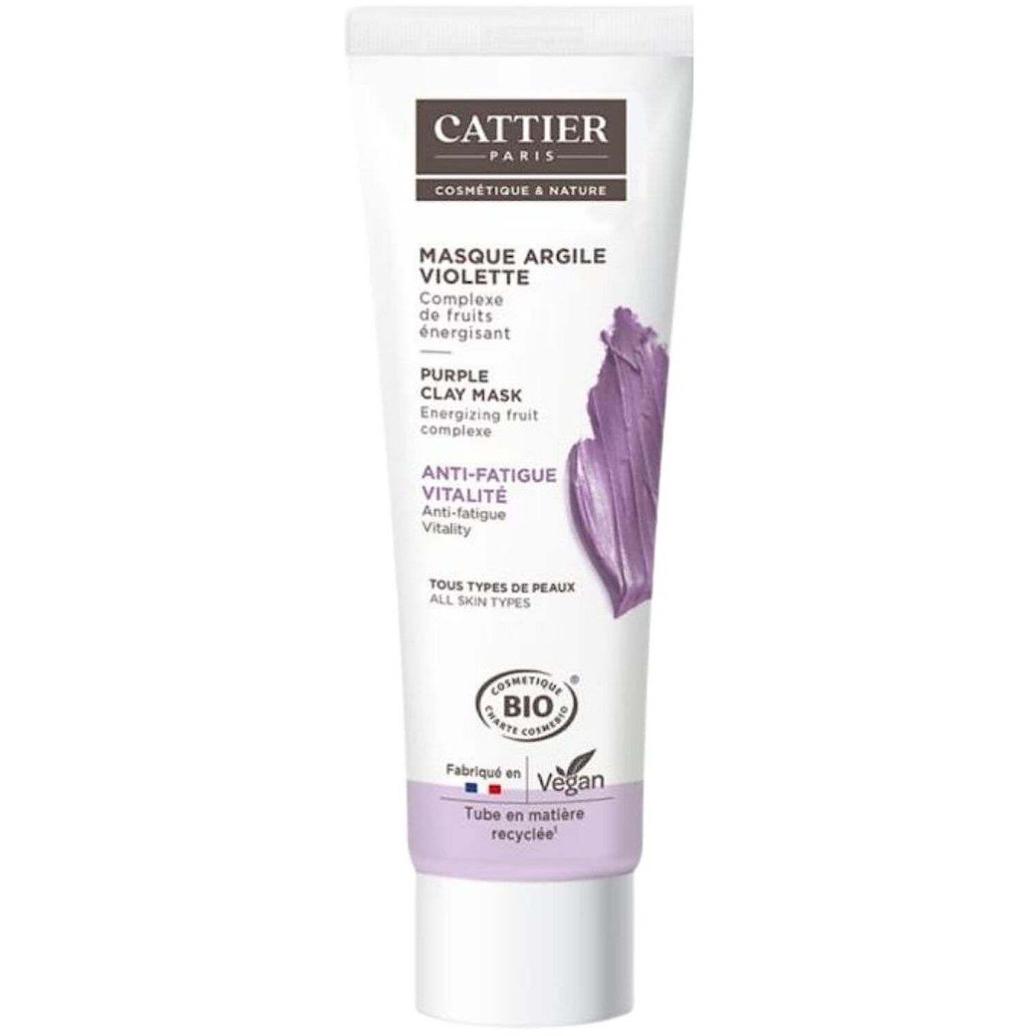 Cattier Masque à l'Argile Violette Anti-Fatigue & Vitalité