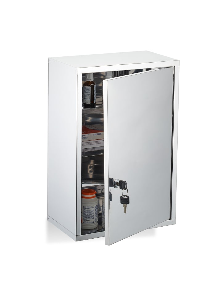 relaxdays Medizinschrank in Silber - (B)30 x (H)45 x (T)18 cm günstig kaufen onesize