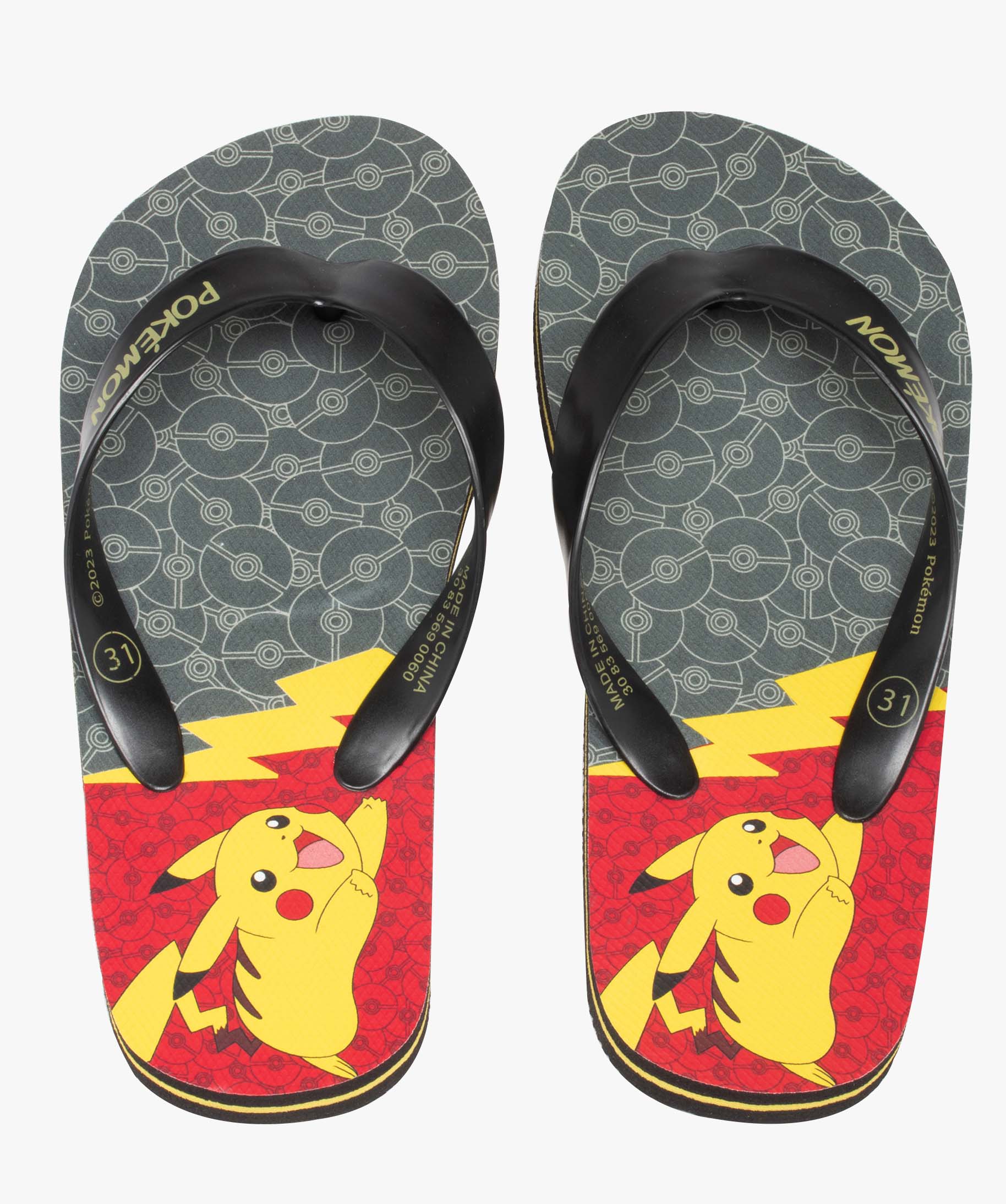 Tongs Garçon à semelle imprimée Pikachu - Pokémon gris | GEMO