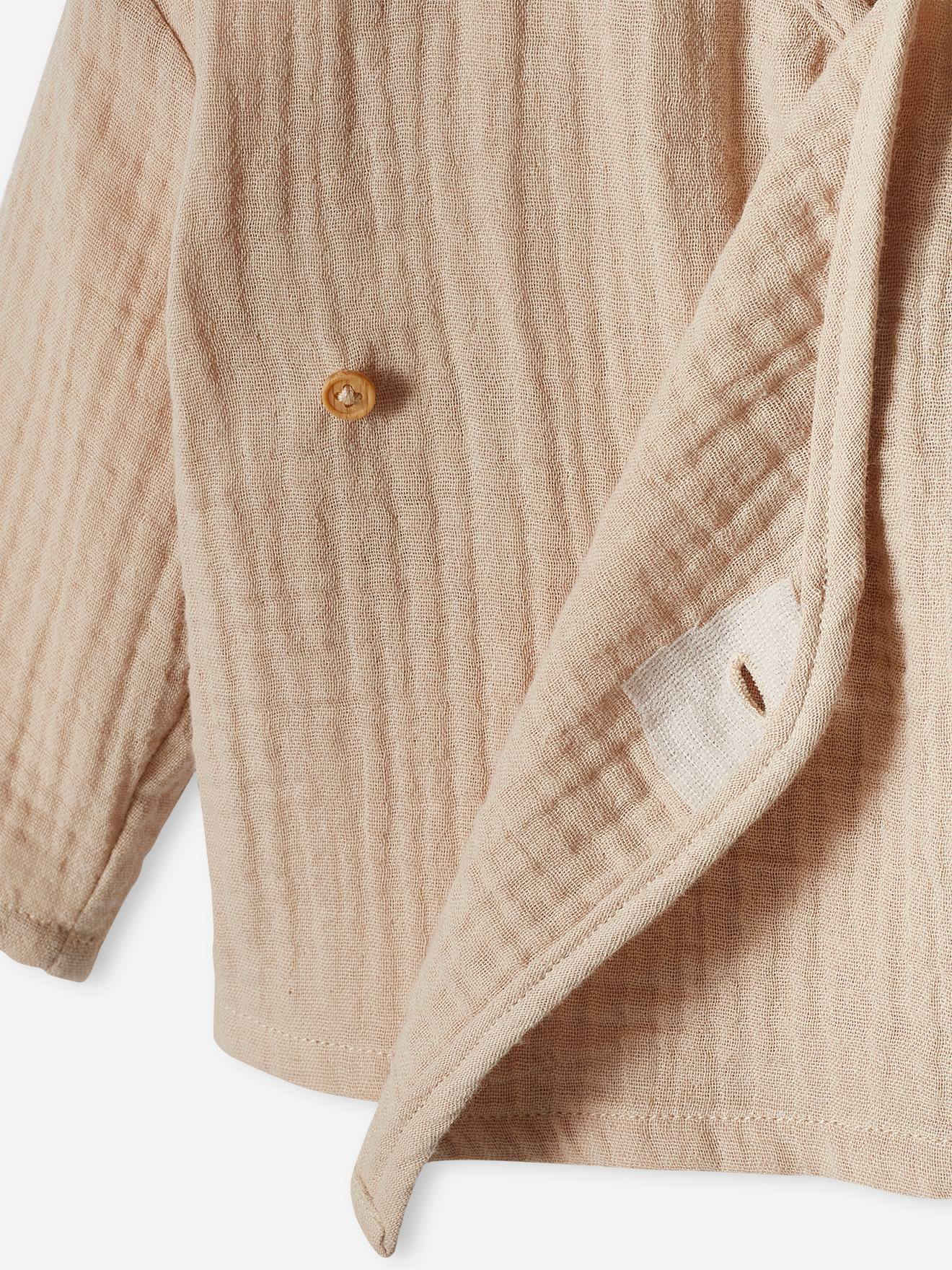 Vertbaudet Baby Jäckchen aus Musselin, personalisierbar - beige