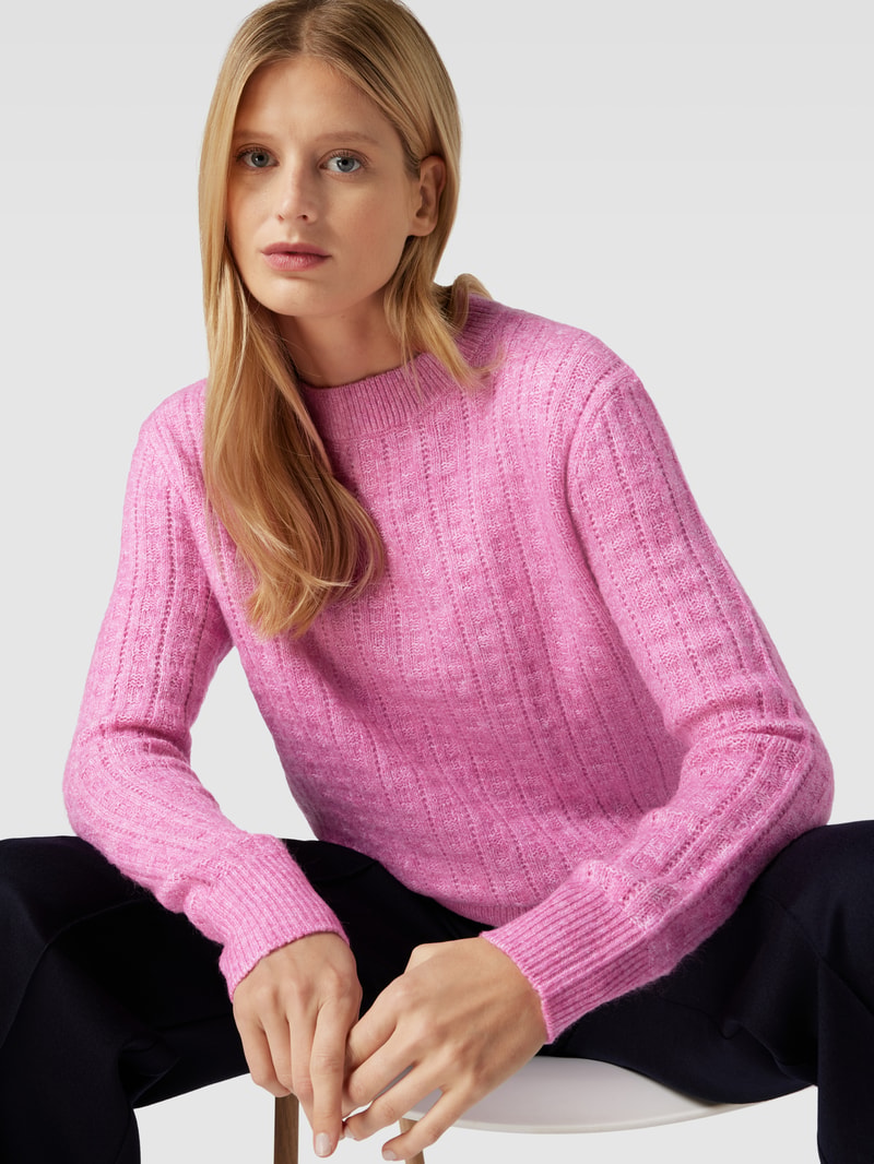 Oversized Strickpullover mit Rundhalsausschnitt in pink