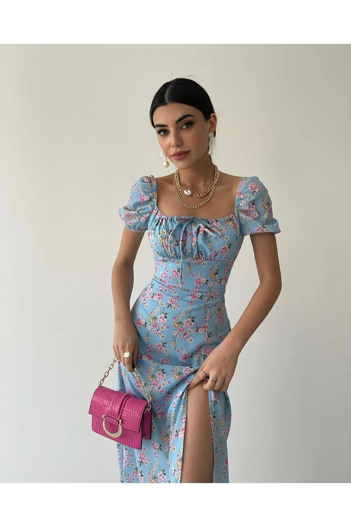 BENDİSTAR BUTİK  Kleid - Blau - A-Linie