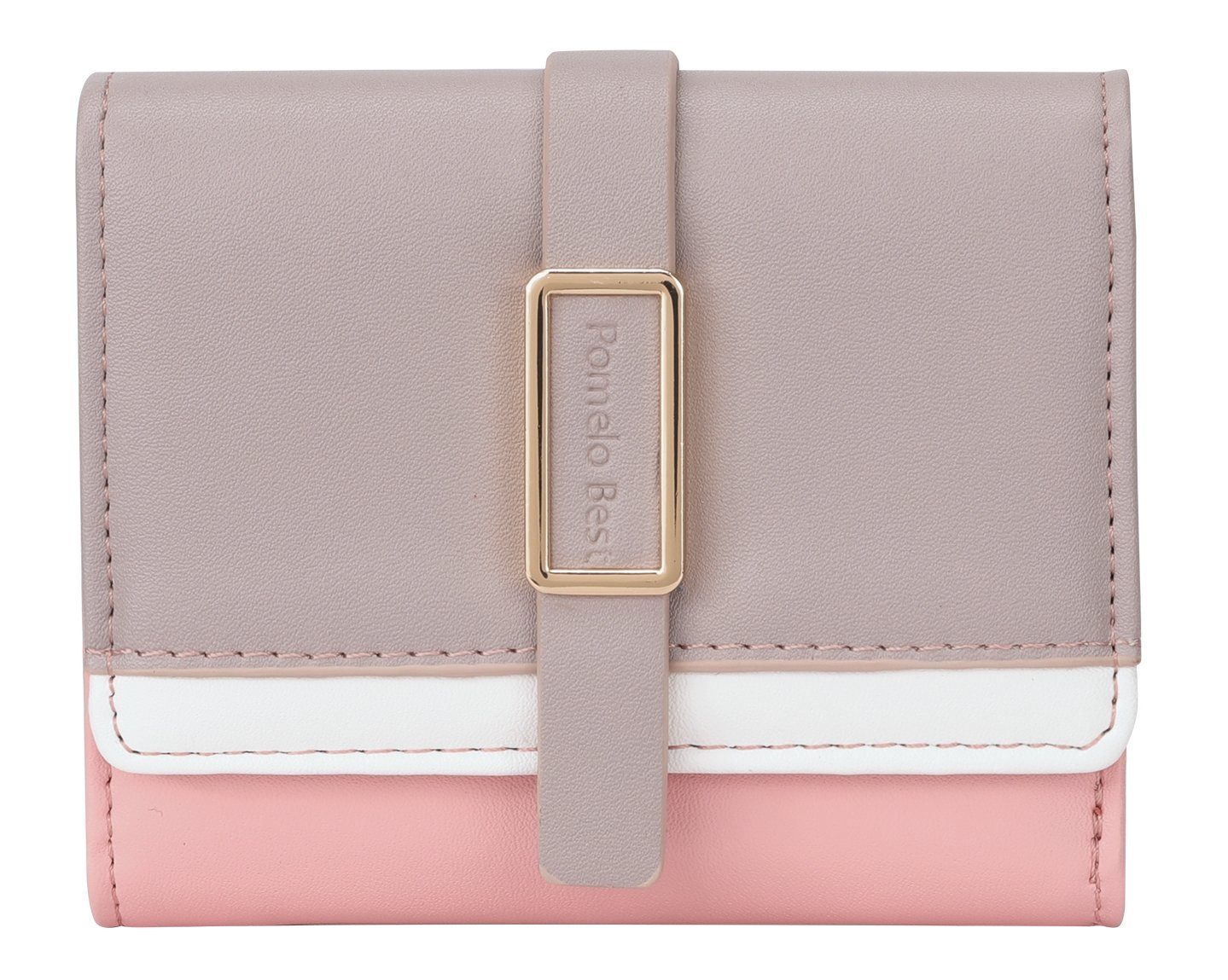 Pomelo Best Geldbörse Damen Handytasche Portemonnaie Portmonee Geldbeutel Weich Leder Kurz (Frauen Handtasche Ledergeldbörse Brieftasche mit 5 Kartenfächer, Slim Wallet, Kreditkartenetui, Kartenetui, Kartenhalter), NFC RFID-Schutz mit Münzfach Groß 1
