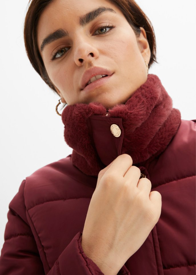 Steppjacke mit Fellimitatbesatz