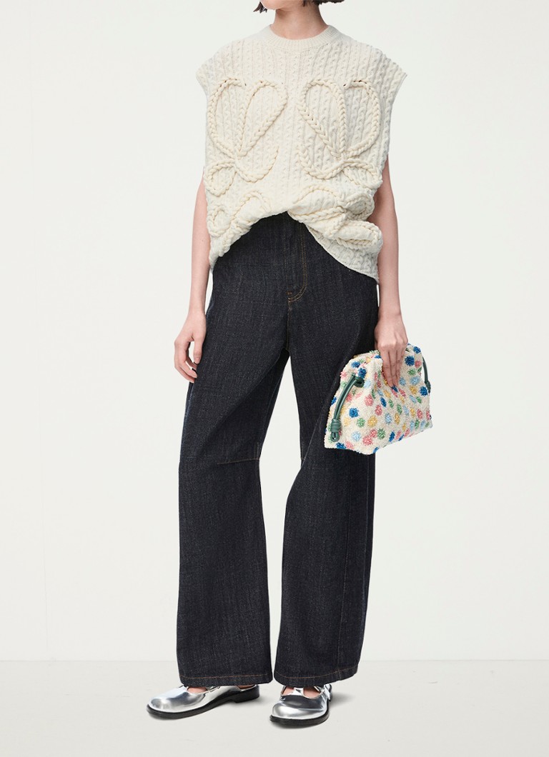 LOEWE Chunky knitted wool spencer with logo