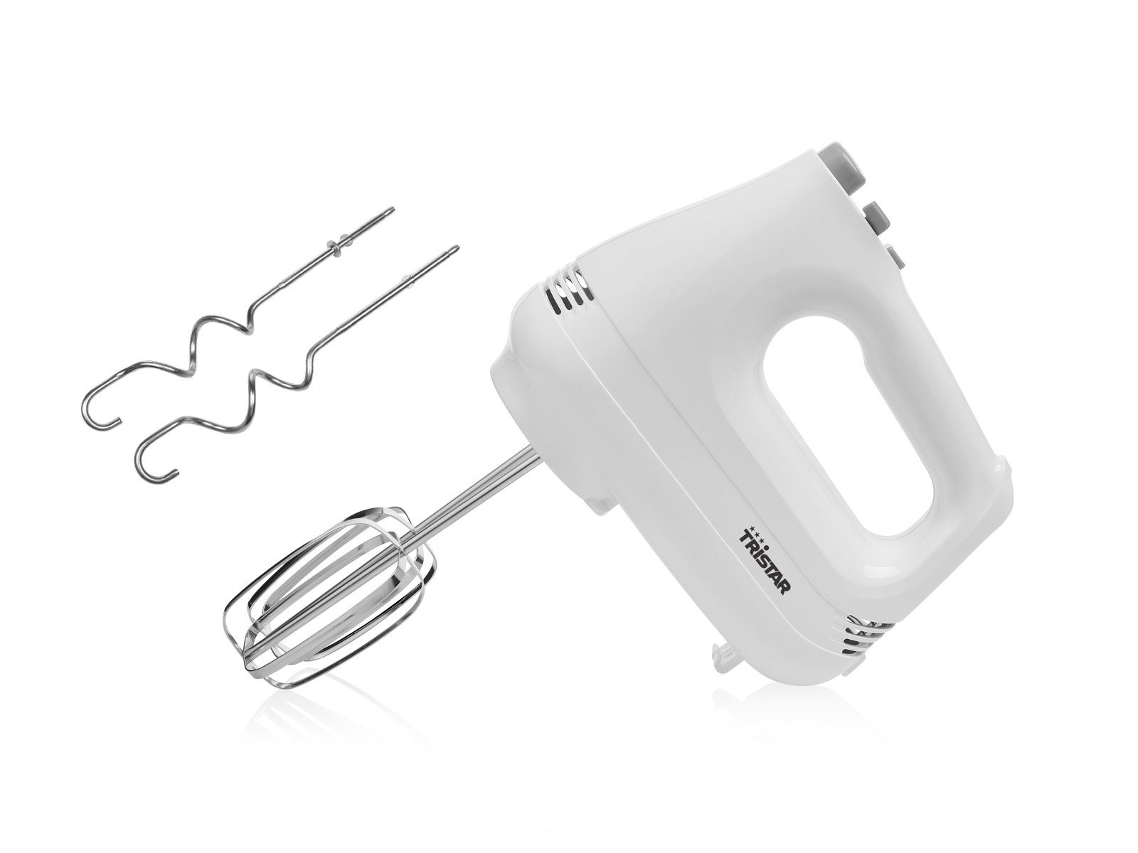 Tristar Handmixer, 200 W, Hand-Rührgerät Rührmaschine, 2 Quirle & 2 Knethaken Turbo Handrührer