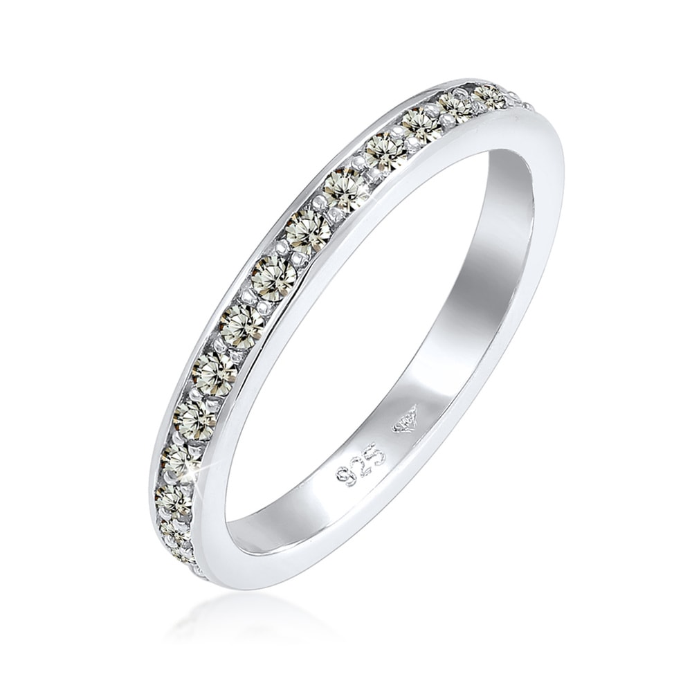Elli Elli Bague Femmes bande Memoire avec cristaux en argent sterling 925 Bague