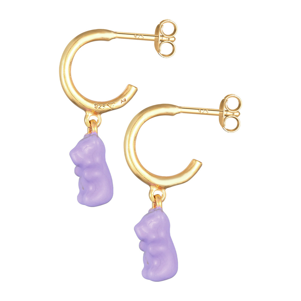Elli Elli Boucles d'Oreilles Femmes Créoles Pendentif Ours Tendance avec émail en arge Boucles d'oreilles