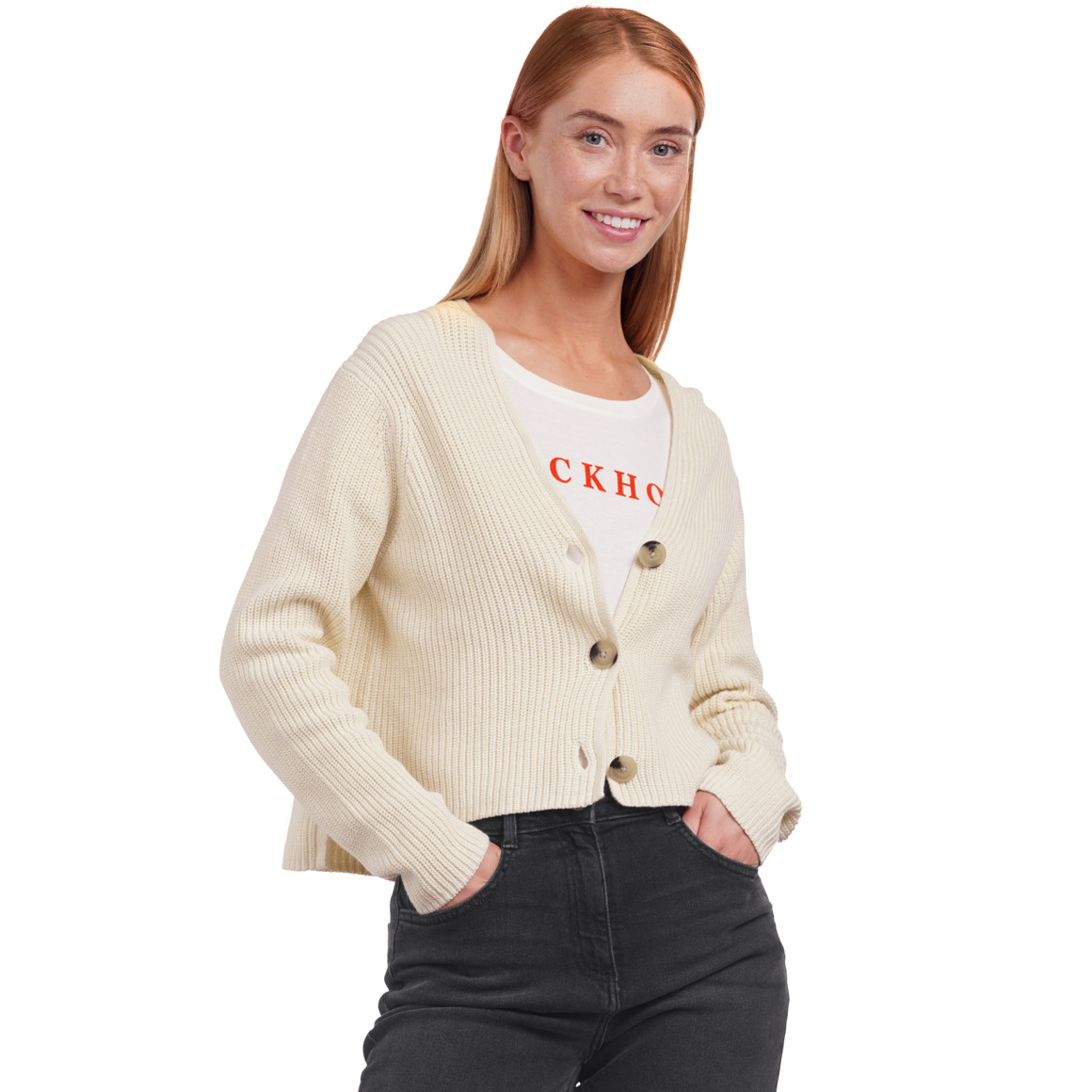 Damen Strickjacke aus Rippstrick