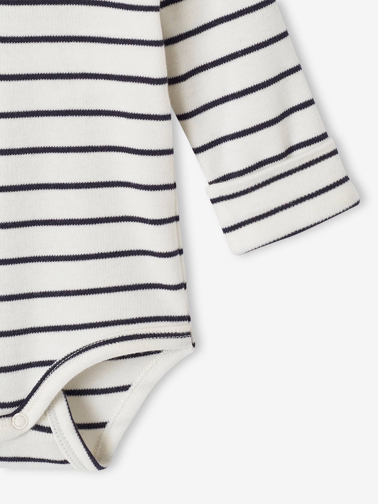 Vertbaudet Mitwachsender Baby Body, lange Ärmel Oeko-Tex - wollweiß