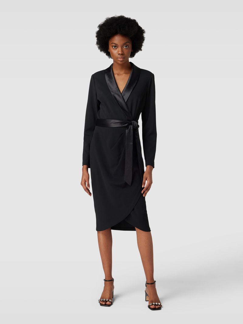 Cocktailkleid mit Taillengürtel in schwarz