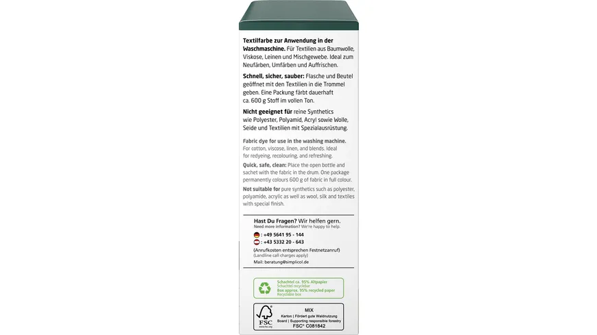 Simplicol Textilfarbe Intensiv Wald-Grün 150 ml