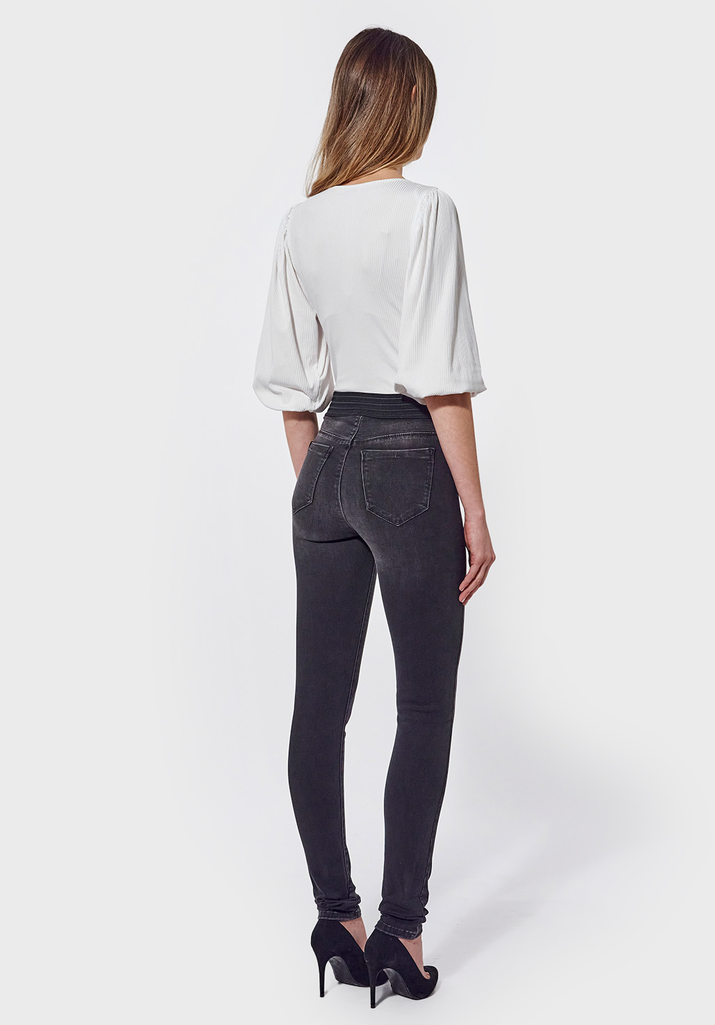 SABLE  Jegging noir Femme effet délavé
