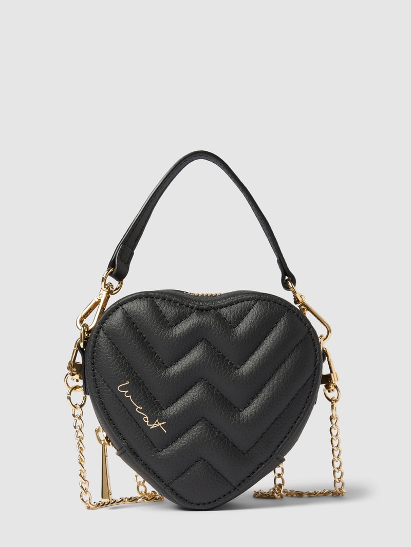 Handtasche mit Steppnähten Modell 'Mini Heart' in black