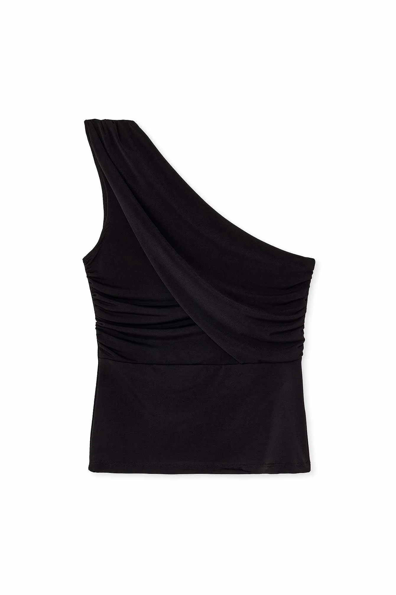Einseitig schulterfreies Jersey-Top
