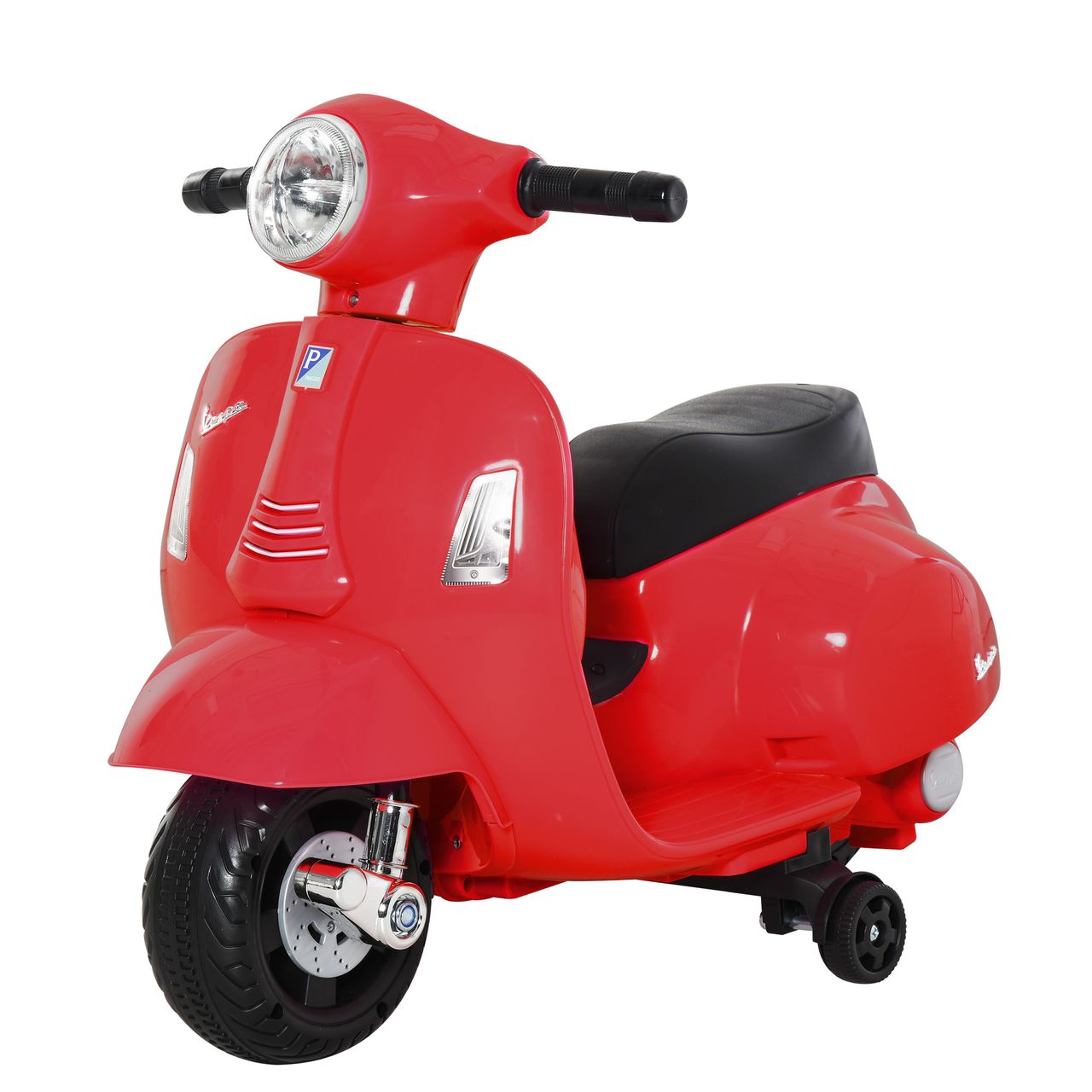 HOMCOM VESPA Elektromotorrad Kindermotorrad Elektrofahrzeug 18-36 Monate 3 km/h LED-Licht Sound PP-kunststoff Metall Rot 66,5 x 38 x 52 cm