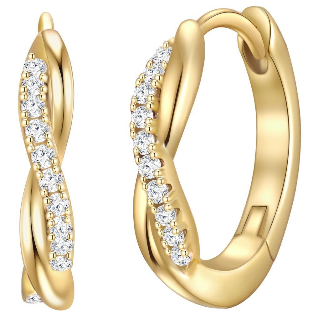 Rafaela Donata Créoles en argent Argent sterling Oxyde de zirconium (CZ) en Or jaune Boucles d'oreilles