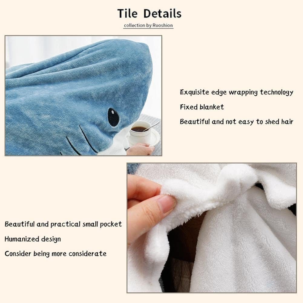 Wohndecke Shark Blanket,Hai Decke Zum Anziehen Schlafsack,Hoodie Shark, XDeer, Onesie Blanket,Super Weich,Gemütlich,Flanell,coolste Geschenk