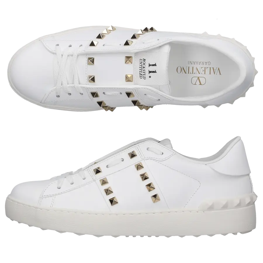 Valentino Garavani - Sneaker low ROCKSTUD UNTITLED Kalbsleder - weiß