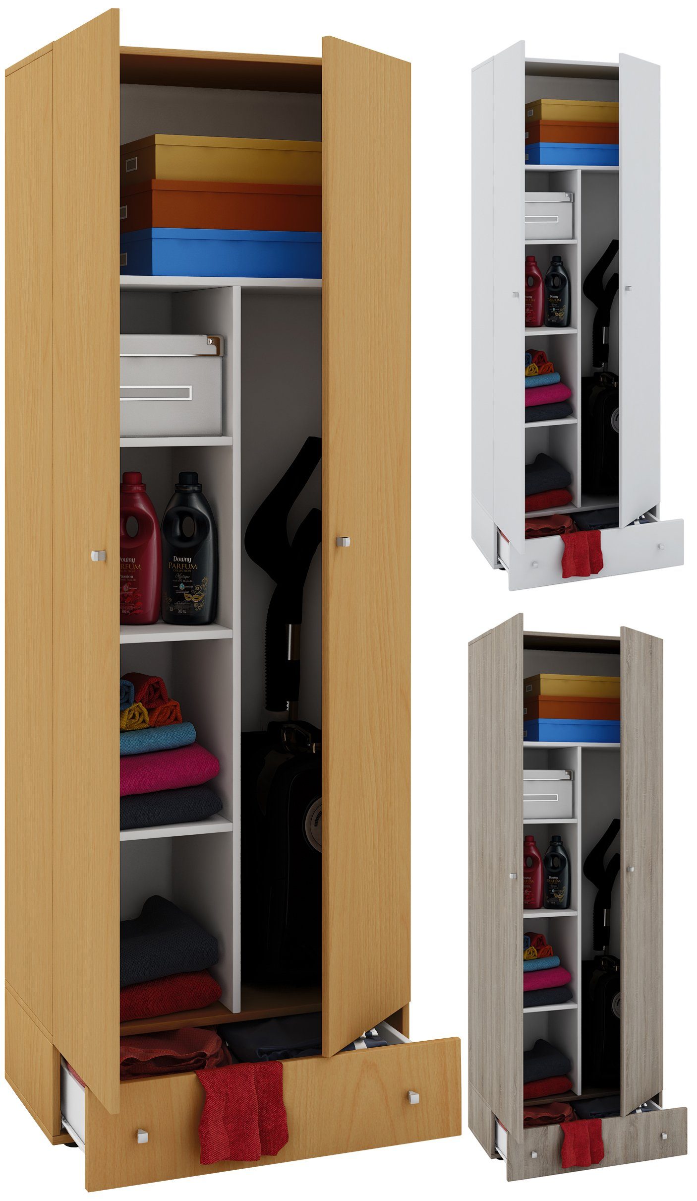 VCM Mehrzweckschrank Holz Besenschrank Staubsauger Putzschrank Vandol S (1-St)