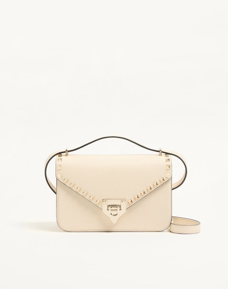 Valentino Garavani Rockstud Lille Skuldertaske i Kornet Kalveskind