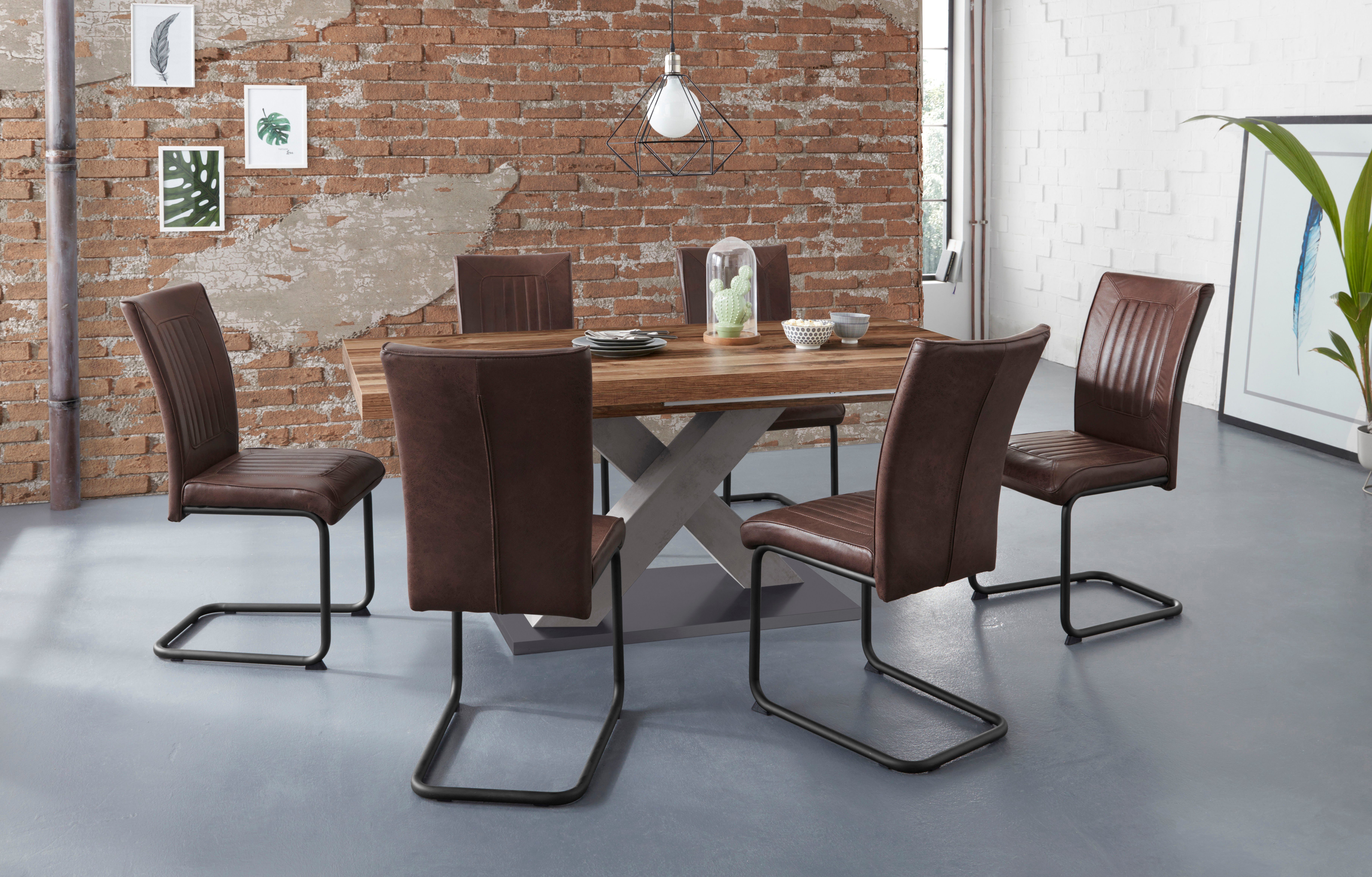 Mäusbacher Esstisch Komfort C, mit X-Gestell in graphit und mit Auszugsfunktion, Breite 180-280 cm