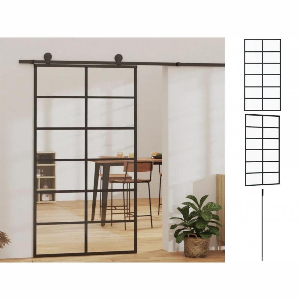 vidaXL Zimmertür Schiebetür ESG-Glas und Aluminium 102x205 cm Schwarz