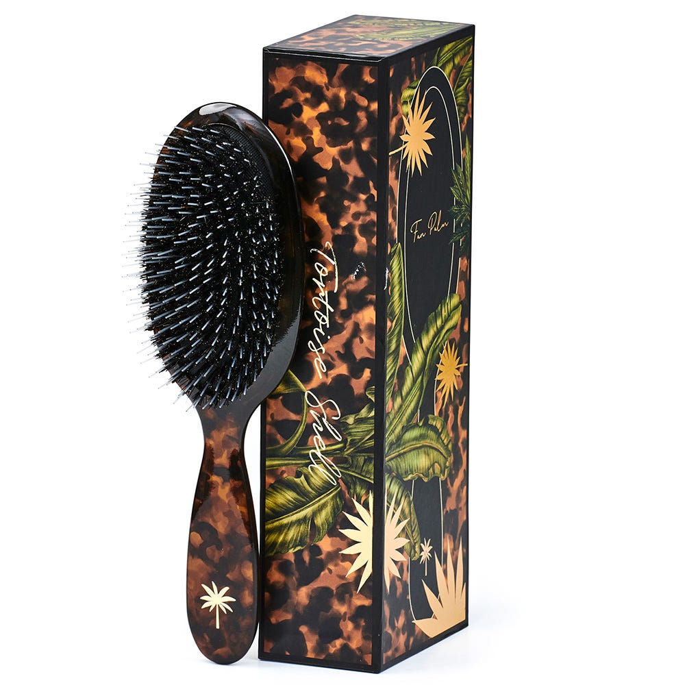 Fan Palm Boar- & Nylon Brush Tortoise Shell - Medium