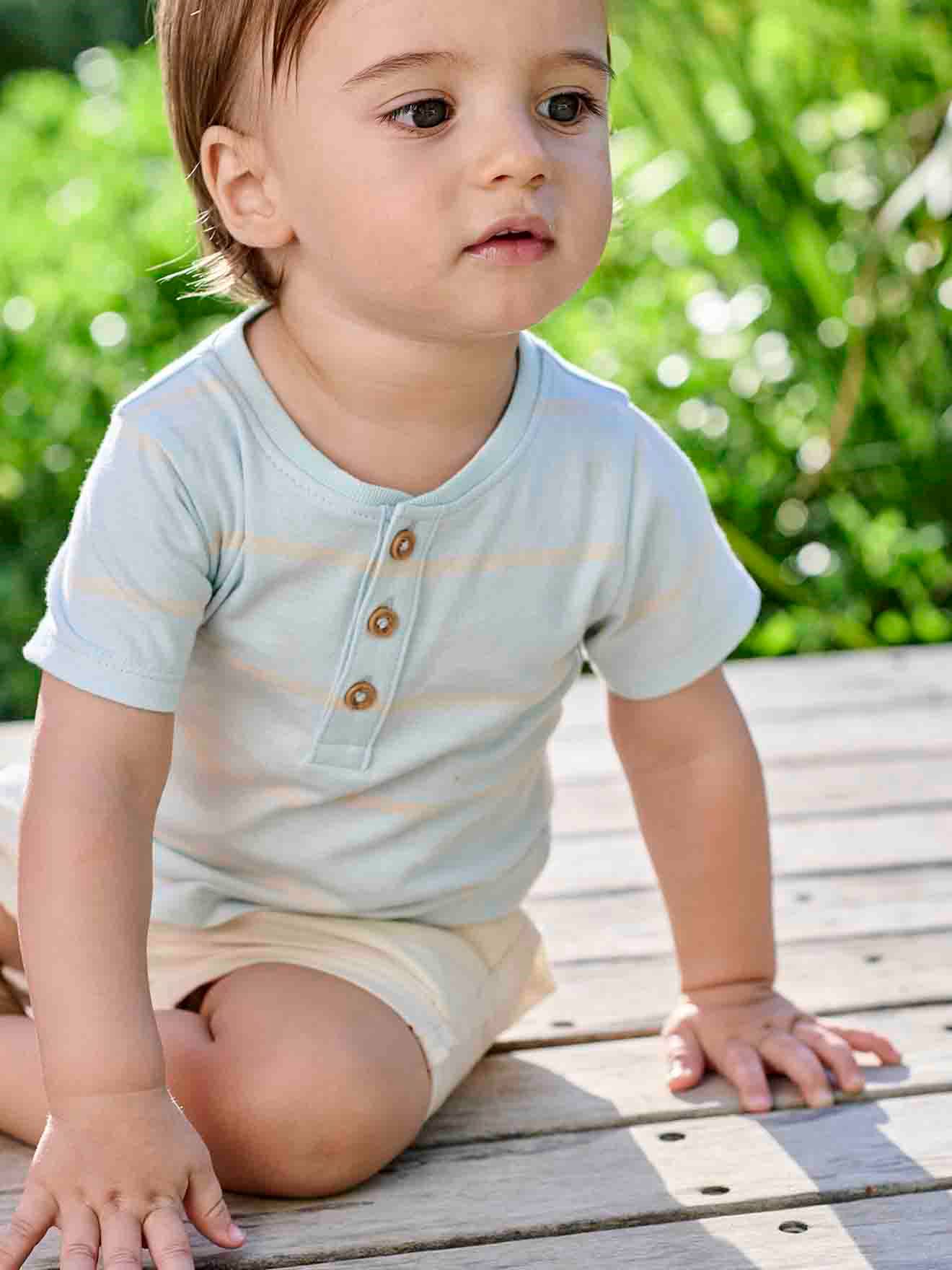 Vertbaudet Baby-Set: T-Shirt & Shorts - himmelblau